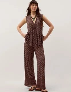 Magdalena Geometric Jersey Trousers Brown