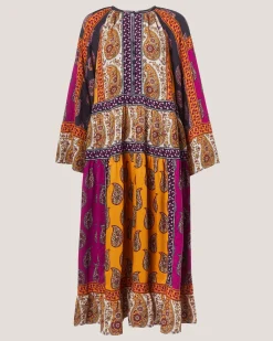 Magdalena Paisley Print Midi Dress Red