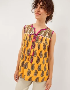 Magdalena Sleeveless Paisley Top Yellow