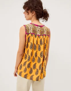 Magdalena Sleeveless Paisley Top Yellow