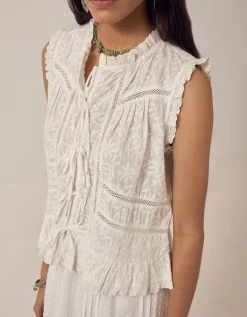 Maison Hotel Camila Embroidered Lace Top White