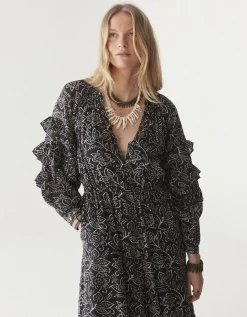 Maison Hotel Carmencita Ruffle Midi dress Black