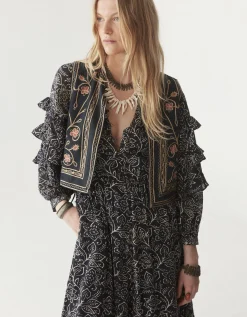 Maison Hotel Carmencita Ruffle Midi dress Black