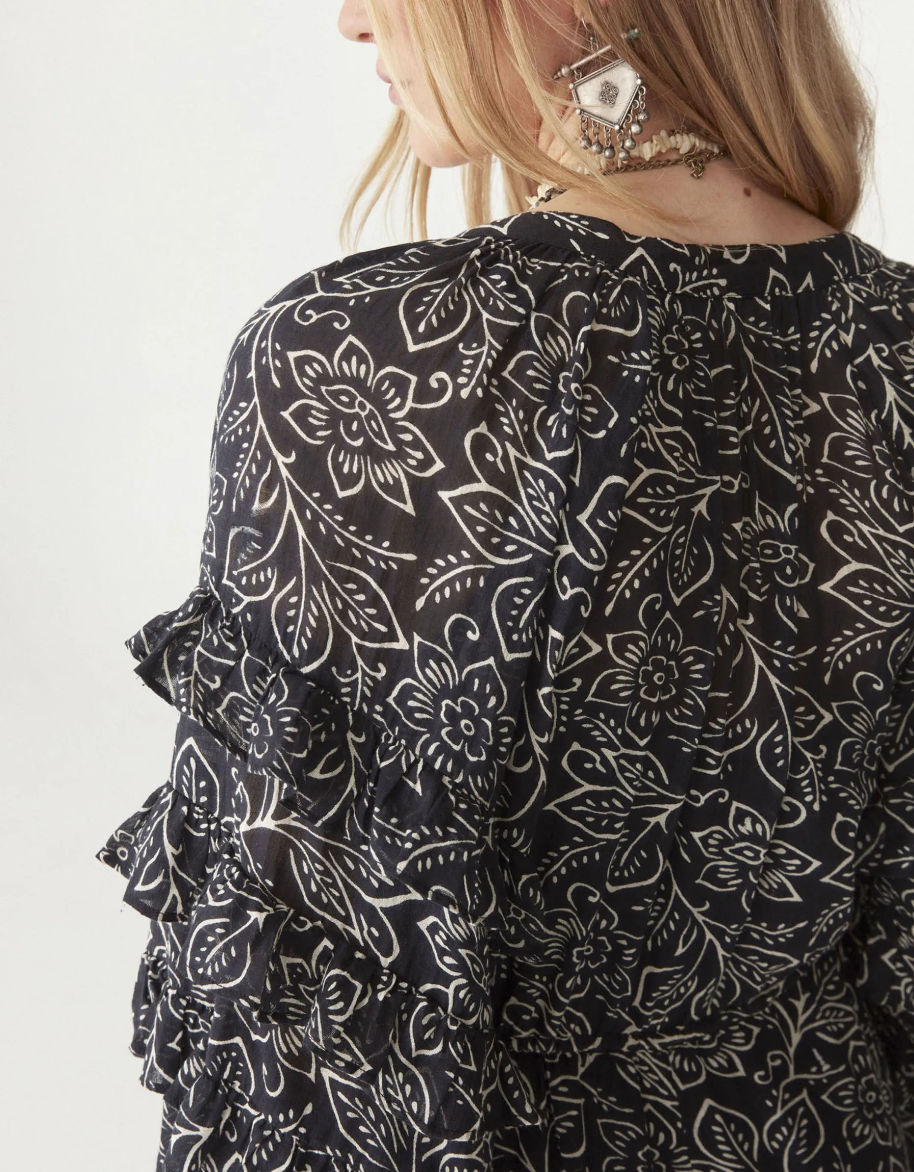 Maison Hotel Carmencita Ruffle Midi dress Black