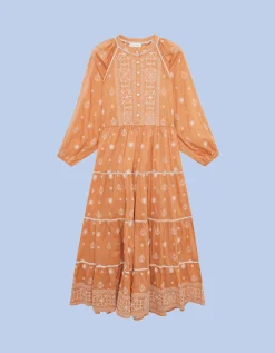 Maison Hotel Caroline Embroidered Maxi Dress Orange