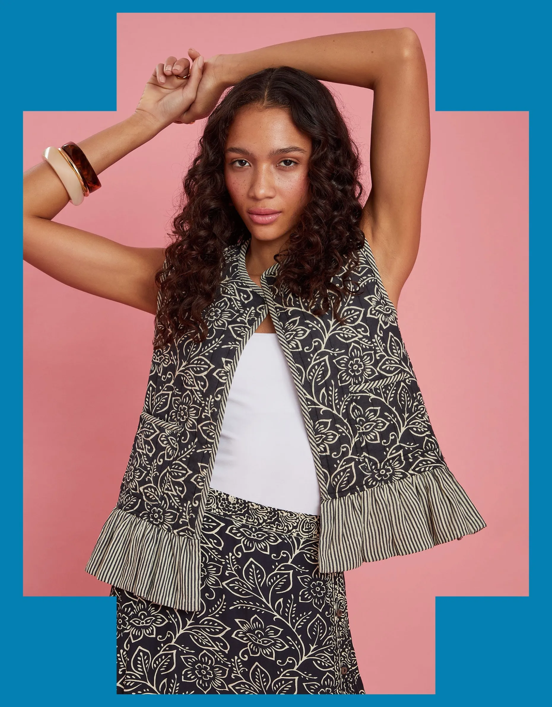 Maison Hotel Fernanda Stripe Waistcoat Blue