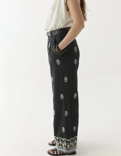 Maison Hotel Lolo Floral Straight-Leg Trousers Black