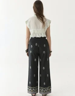 Maison Hotel Lolo Floral Straight-Leg Trousers Black