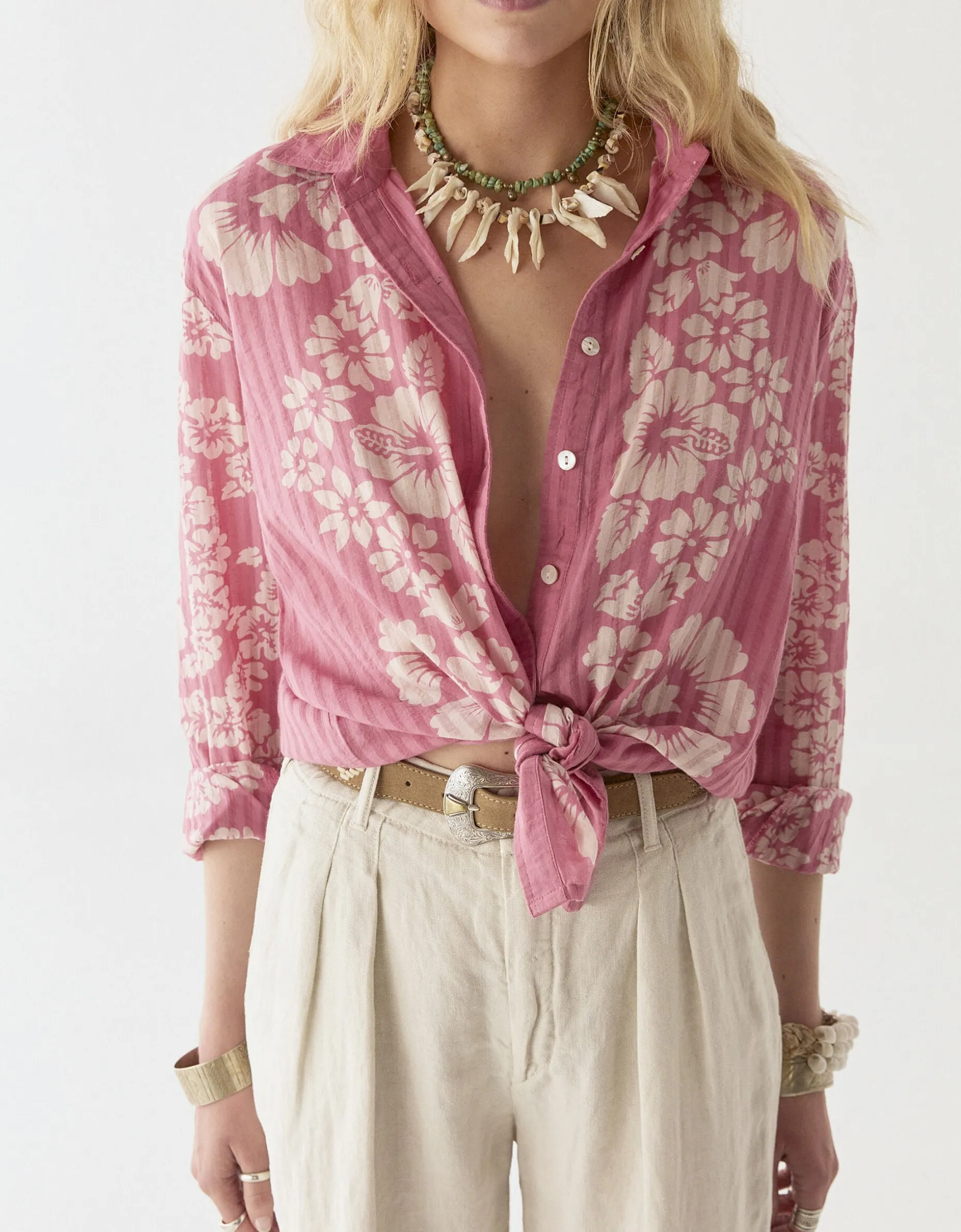 Maison Hotel Rusty Hawaiian Floral Shirt Pink