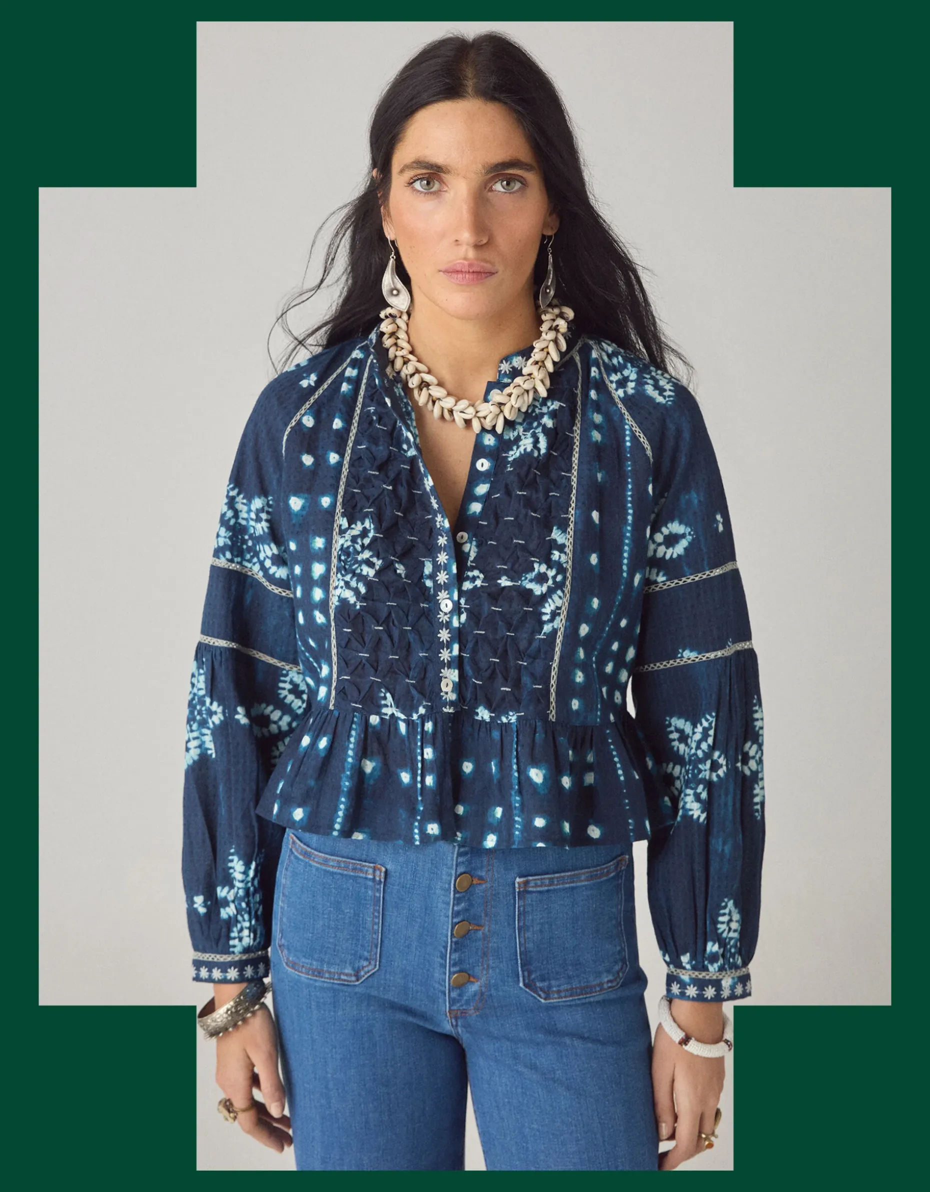 Maison Hotel Sora Print Blouse Blue