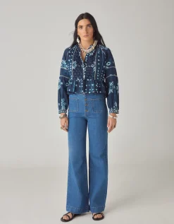 Maison Hotel Sora Print Blouse Blue