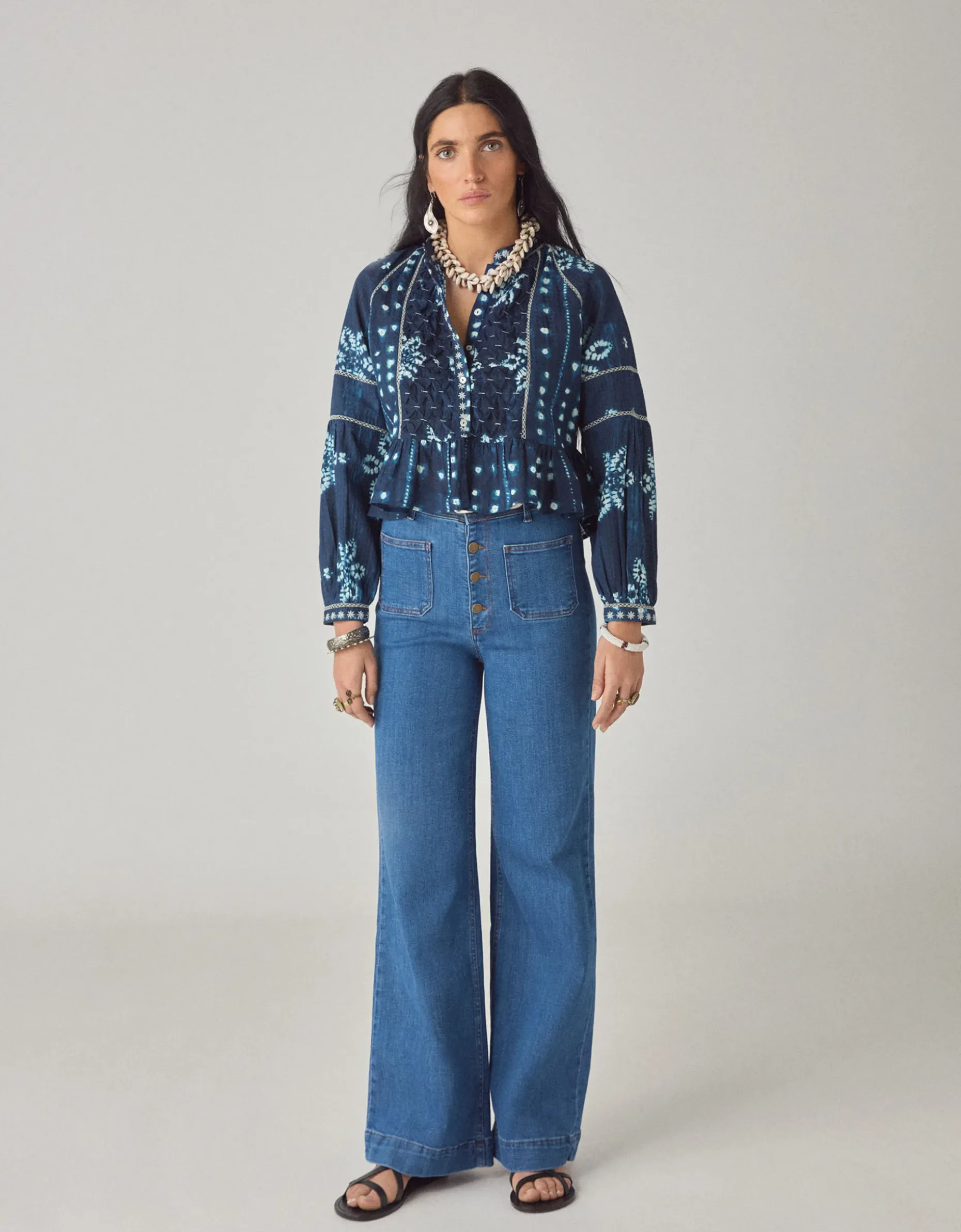 Maison Hotel Sora Print Blouse Blue