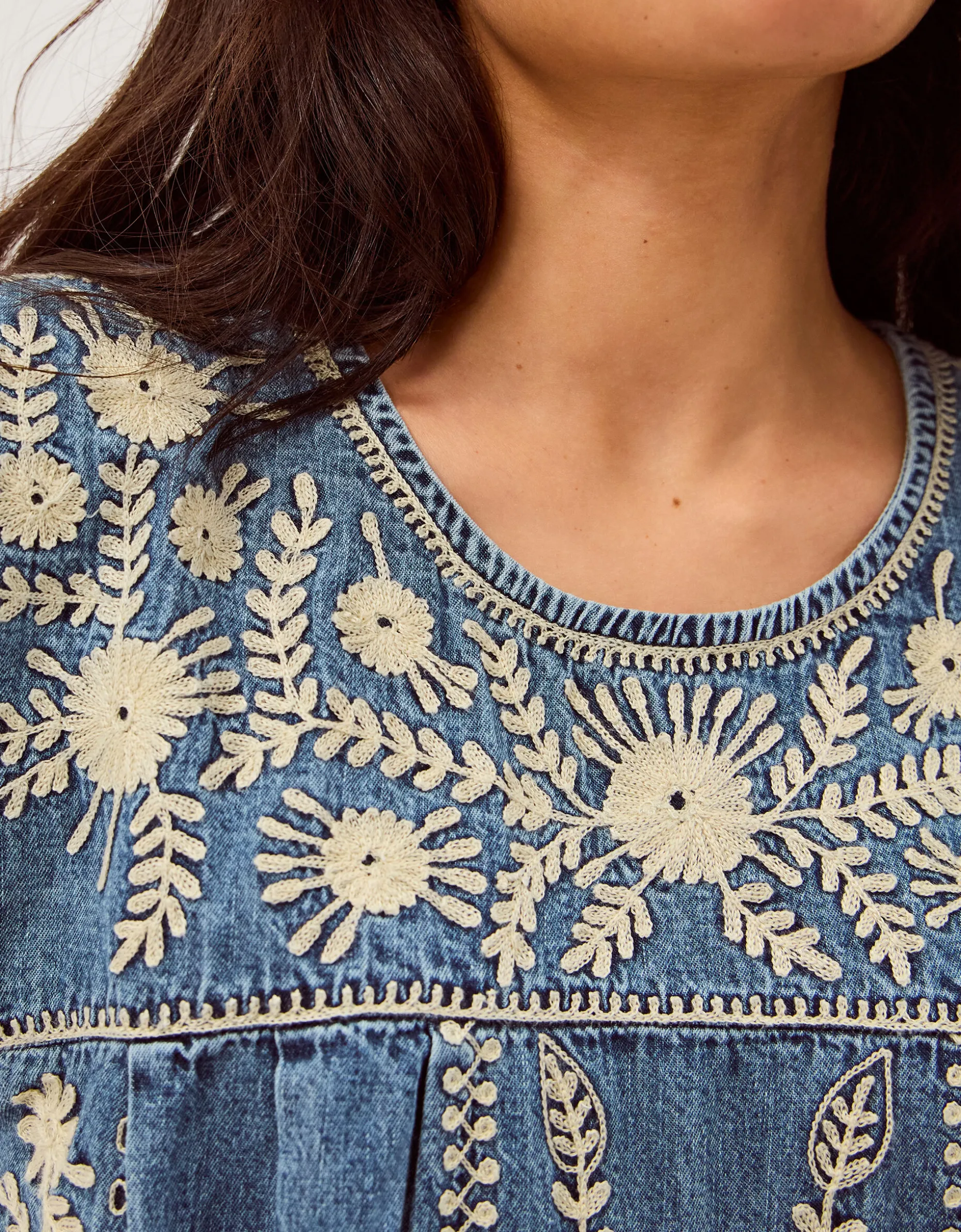 Maison Hotel Sylvie Embroidered Denim Mini Dress Blue