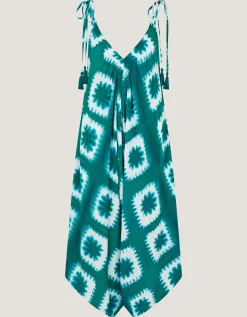 Malia Artisanal Print Culotte Jumpsuit Teal