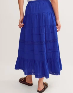 Maria Tiered Maxi Skirt Blue