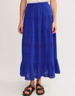 Maria Tiered Maxi Skirt Blue
