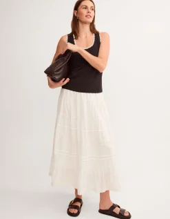 Maria Tiered Maxi Skirt White