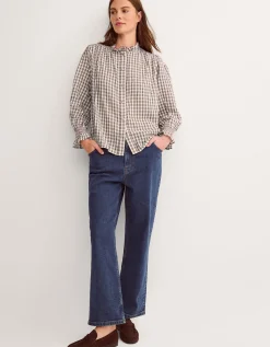 Marlo Check Blouse Brown