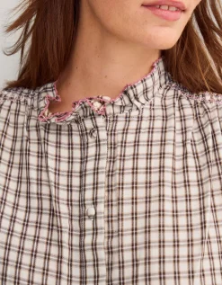 Marlo Check Blouse Brown