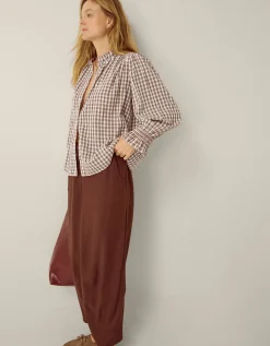 Marlo Check Blouse Brown