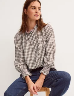 Marlo Check Blouse Brown