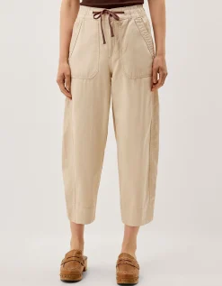 Megan Cropped Barrel Trousers Natural