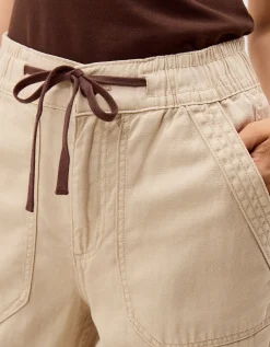 Megan Cropped Barrel Trousers Natural