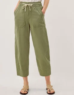 Megan Cropped Barrel Trousers Green