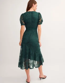 Megan Rose Lace Midi Dress Green