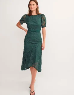 Megan Rose Lace Midi Dress Green