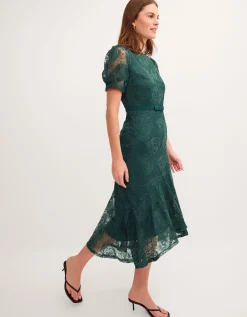 Megan Rose Lace Midi Dress Green