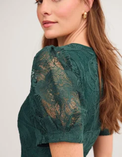 Megan Rose Lace Midi Dress Green
