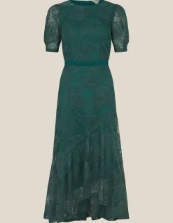 Megan Rose Lace Midi Dress Green