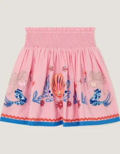 Mermaid & Shell Embellished Skirt Pink
