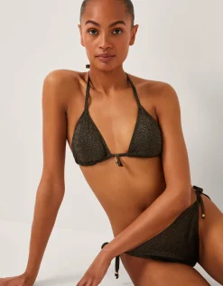 Mia Glitter Tie-Side Bikini Bottoms Black