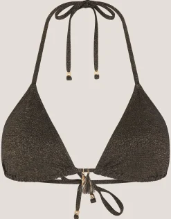Mia Glitter Triangle Bikini Top Black