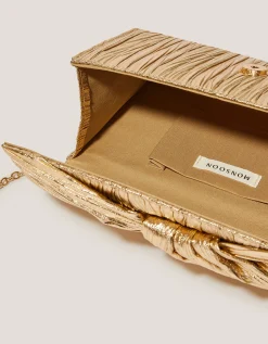 Mia Pleated Metallic Clutch Bag