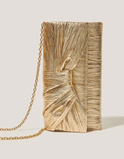 Mia Pleated Metallic Clutch Bag