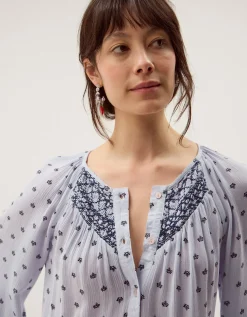 Mia Print Blouse Blue