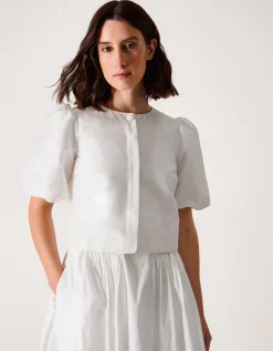 Mia Puff Sleeve Wedding Jacket Ivory