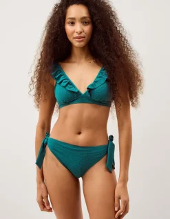 Mia Textured Frill Bikini Top Teal