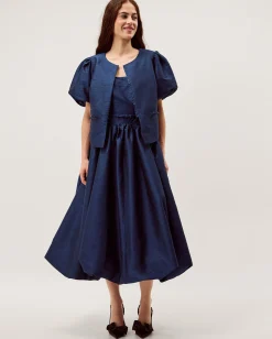 Mila Puff Sleeve Bow Jacket Blue