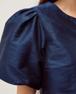 Mila Puff Sleeve Bow Jacket Blue