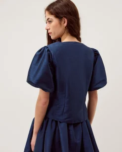 Mila Puff Sleeve Bow Jacket Blue