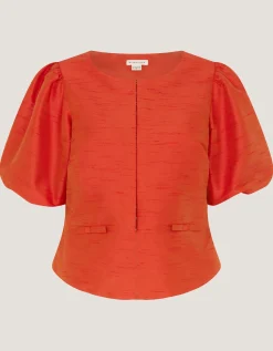 Mila Puff Sleeve Bow Jacket Orange