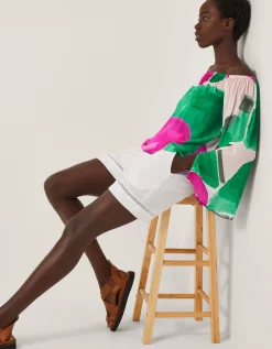 Miley Colour Block Bardot Top Green
