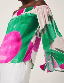 Miley Colour Block Bardot Top Green