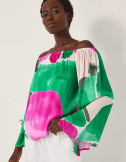 Miley Colour Block Bardot Top Green