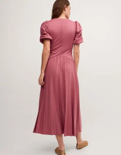 Mindy Pleated Jersey Midi Dress Pink