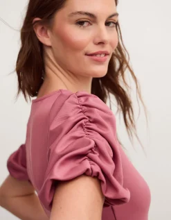 Mindy Pleated Jersey Midi Dress Pink
